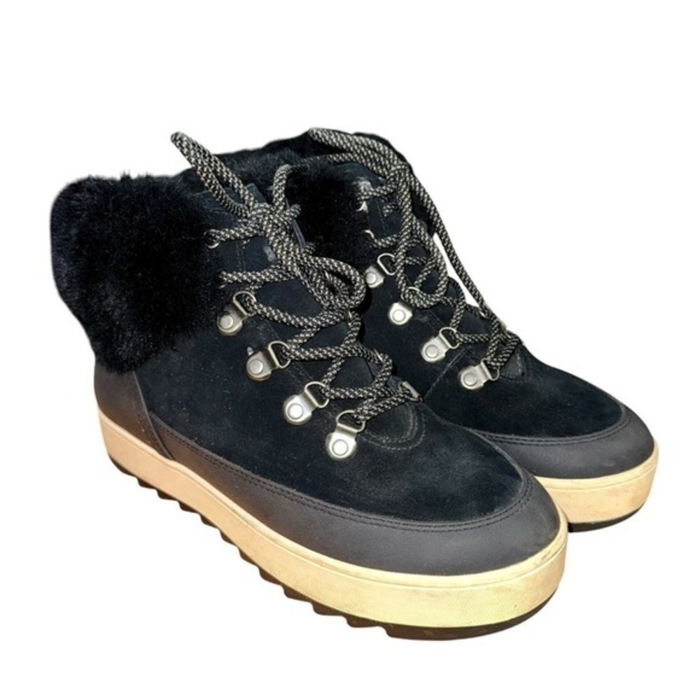 Koolaburra by UGG Tylee Boots Women 9 Pre-Owned Ankle Boots Black Suede Faux Fur